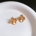Elegant minimalist gold flower stud earrings with sparkling CZ centers for women - Matte Rhinestone Flower Style (45#) / Gold