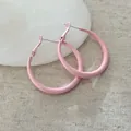 Orecchini a cerchio rosa pastello minimalisti con ago in argento per un look alla moda e chic - Large 5cm Bright Pink Lacquer Hoop Style / Rosa