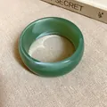 Bracelet jonc en acrylique vert avec un motif marbré unique, bijou au design de niche - Bouche fermée / Vert (57#)
