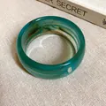 Bracelet jonc chic en acrylique marbré sarcelle avec motif artistique à l'encre pour femmes - Bouche fermée / Vert (58#)
