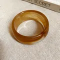 Bracelet jonc en acrylique marbré ambre vintage avec un design artistique rond et lisse - Bouche fermée / Café Clair (59#)