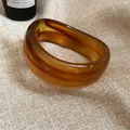 Elegant vintage amber-colored acrylic bangle bracelet with a smooth glossy finish for women - Amber Gradient (HB3743-1) / Dark Coffee