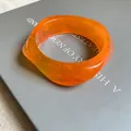 Minimalist semi-transparent orange acrylic bangle bracelet with unique geometric wave design - Geometric Angular (HB3743-1) / Orange
