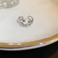 Bague ouverte minimaliste de couleur argentée avec un design unique de perles sourire - Smiley (18#) / Argent