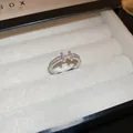 Bague ouverte raffinée en forme de H argentée avec zircons micro-pavés scintillants - Lettre H (47#) / Argent