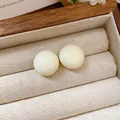 Elegant minimalist creamy white round dome stud earrings displayed in a luxury jewelry box - 38# Silver Needle - Multi-layer Pearl Tassel