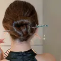 Elegante bastoncino per capelli orientale in stile bambù con nappa di perle per acconciature chignon - Stile Bambù