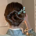 Elegante bastoncino per capelli in stile antico con fiore verde e nappa per acconciature Hanfu - Stile Nappa Rosa Verde