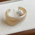 Elegant beige marbled resin bangle with minimalist geometric C-shape design for women - Open Style (18#) / White