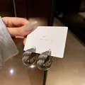 Elegant silver chunky multi-layer hoop earrings with a high polish finish on display card - Multi-layer Hoop Style (5#) / Silver