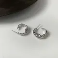 Minimalist silver hoop earrings with irregular molten texture for a high-end luxury look. - Lava Texture Style (7#) / Silver
