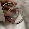 Oversized minimalist silver hoop earrings for women with high-polish finish - Stacked Large Hoop Style (8#) / Silver