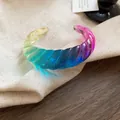 Vibrant colorful gradient resin cuff bracelet featuring a unique twisted ribbed texture - 60# Bangle - Threaded Design