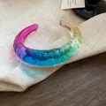 High-end dopamine style colorful tie-dye resin bangle with unique textured surface finish - 61# Bangle - Wave Design