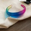 Vibrant rainbow gradient resin cuff bracelet with a translucent dopamine style finish - Glossy Style (64#) / Colorful