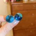 Elegant blue translucent spherical stud earrings for a minimalist sophisticated jewelry look - 45# Silver Needle - Blue - Small