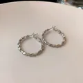 Elegant silver hoop earrings featuring a unique textured crushed metal finish for women - Bumpy Texture Hoop Style (24#) / Silver