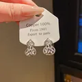Vintage silver needle gourd earrings featuring CZ diamonds and small pearls on card - Hollow Gourd Pearl Style (33) / Gold