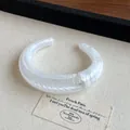 Chunky white resin cuff bracelet featuring a ridged texture for a bold fashion statement - Open Style (22#) / White