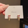 Elegant silver needle ice cream cone stud earrings with pink heart crystals and pavé stones - Ice Cream Cone Style (40) / Gold Plated Pink