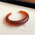 Chic amber resin open cuff bracelet with ridged texture design for women's fashion - Open Style (27#) / Amber