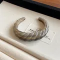Elegant smoke-brown resin cuff bracelet with twisted texture for sophisticated women. - Open Style (30#) / Gray