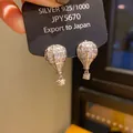 Elegant hot air balloon earrings with 925 silver needle and brilliant pavé rhinestones - Inlaid Hot Air Balloon (48) / Silver