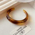 Elegant amber resin cuff bracelet with chic tortoiseshell pattern for fashion women - 49# Bangle - Style 3
