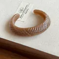 Stylish vintage brown resin open cuff bracelet with textured wave pattern design - 51# Bangle-Deep Coffee