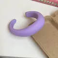 Minimalist chunky purple resin open cuff bracelet with a smooth matte finish for women - 67# Bangle / Purple