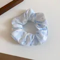 Light blue striped polka dot hair scrunchie for vintage style ponytail hair accessories - Striped Polka Dot Style (HH6870) / Light Blue