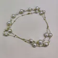 Vintage double-layer necklace with elegant faux pearls and gold chain - Pearl 6-14mm / Gold