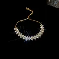 Bracelet en zircon étincelant avec chaîne en or réglable, bijoux de luxe pour femme - Style Classique (1#)