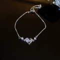 Bracelet élégant en argent avec zircon en forme de cœur et nœud, chaîne réglable. - Cœur Nœud (21#)
