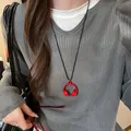 Stylish red headphone pendant necklace cartoon charm jewelry for women and girls - Red