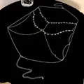Detail view of a multi-layer silver body chain with small sequin charms - Sequin Style / Silver