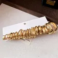 Set of 10 pairs of minimalist smooth gold-tone C-shaped hoop earrings in various sizes - C-Shape Smooth Style / 10 Pairs Set / Gold