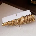 Set of 10 pairs of gold-toned minimalist C-shaped stud earrings in various styles - Various Textures Style / 10 Pairs Set / Gold