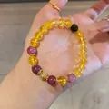 Bracelet perles en agate rouge et citrine avec breloques d'animaux porte-bonheur dorés - Style 38 Oeil de Tigre & Citrine & Quartz Fraise (Avec Boîte Cadeau) / Coloré