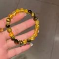 Elegant natural tiger eye and citrine beaded bracelet for women with a golden spacer - Style 41 Citrine & Tiger's Eye (With Gift Box) / Amber
