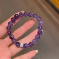 Elegante bracciale in ametista viola con un distanziatore in cristallo scintillante - Diametro 8mm / Viola
