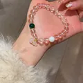 Elegant clear beaded bracelet featuring green jade and white pearl accents for women - Style 25 Clear Crystal (With Gift Box) / Clear