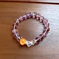 Elegant beaded bracelet with purple and yellow gemstone style beads on wood. - Style 63 Purple Fireworks Crystal & Yellow Topaz (With Gift Box) / Purple & Yellow