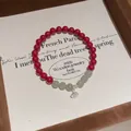 Elegant red agate and moonstone beaded bracelet with silver lotus charm for women - Style 107 Cinnabar & Hetian Jade (With Gift Box) / Red & White