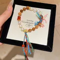 Handmade agate and pearl beaded bracelet with colorful tassels in New Chinese style - Style 75 Multicolor Agate (With Gift Box) / Colorful