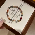 Handmade elegant red agate and moonstone beaded bracelet featuring a silver vintage charm - Style 120 Rutilated Quartz (With Gift Box) / Colorful
