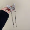 Elegant silver butterfly hair claw clip featuring long tassels and metallic finish - Silver Butterfly Sequin Tassel (4#)