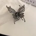 Elegant liquid metal butterfly hair claw clip in dark grey finish for aesthetic hair styling - Gunmetal Butterfly (13#)