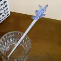 Detail of blue acetate butterflies and iridescent finish on an elegant hair stick - Butterfly Design / Blue