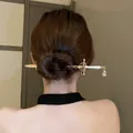 Elegant sword-shaped hair stick with a white handle and a hanging crystal pendant - Sword Shape (4#) / Gold White Handle